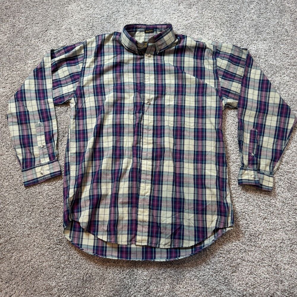 Eddie Bauer Shirt Mens M Multicolor Plaid Long Sleeve Pocket Marin Poplin Button